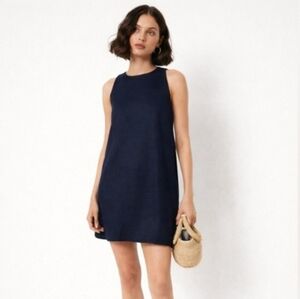 Tuckernuck Linen Pauline Shift Sleeveless Dress Navy Blue Size XXS NWOT